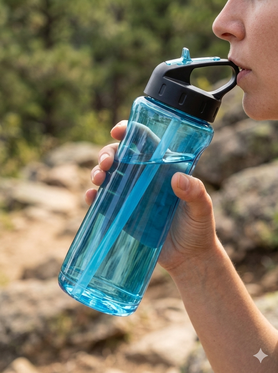32oz Cool Gear Sip Sorbo Water Bottle with Freezer Stick - Light Blue / Black Cap