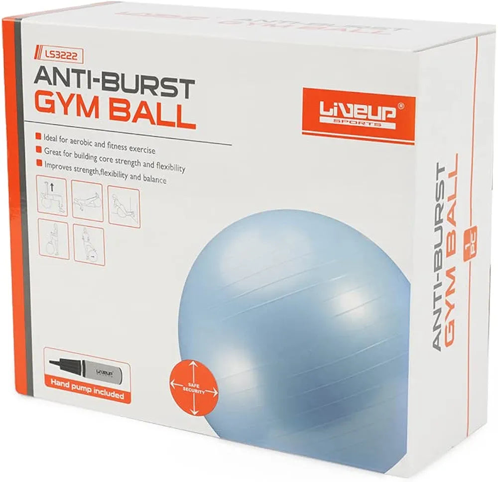 Liveup Anti Burst Gym Ball, 85 Cm Diameter, gray color