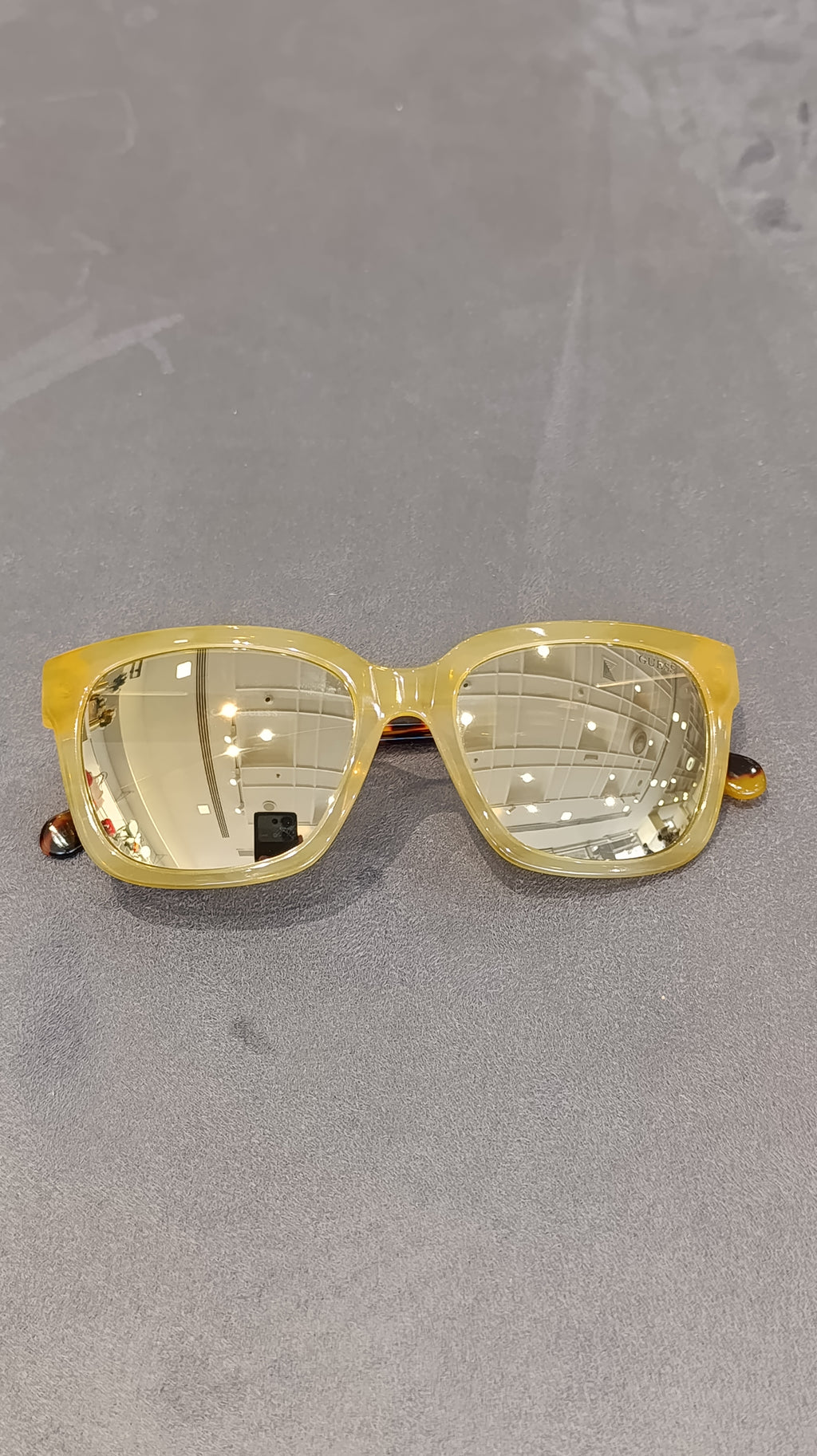 Guess Yellow Frame Sunglasses with Tortoise Arms