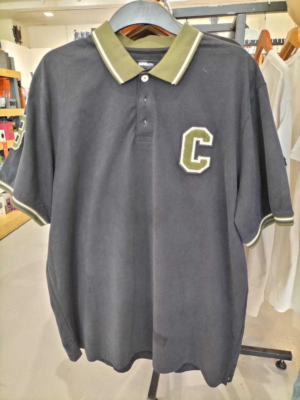 Novamen Dark Gray Polo T-Shirt with Chest Olive Green "C"