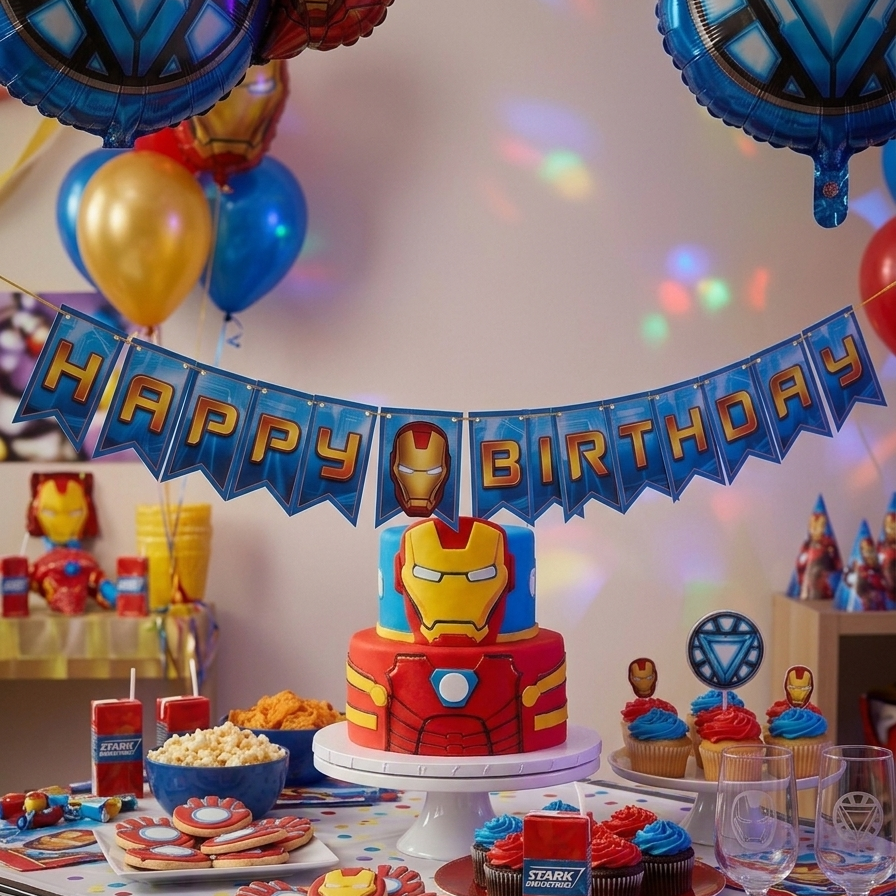 Iron Man Birthday Banner - 8.5 FT Long / 2.58m