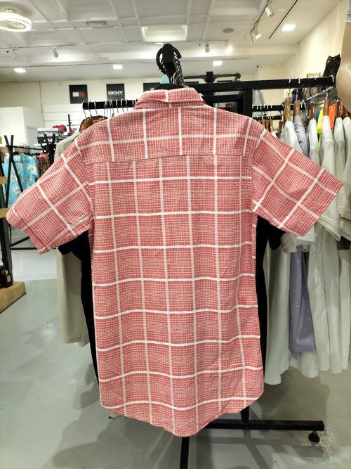 Kaari Coral Dress Shirt with Checkered Pattern Men