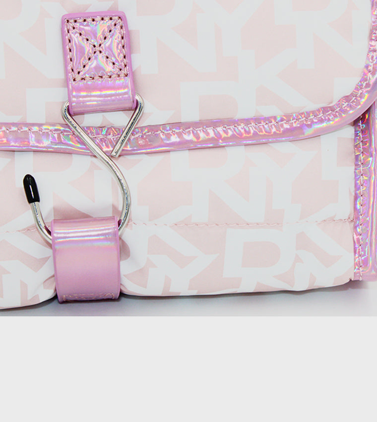 DKNY Women Signature Pufferd Pink And White Roll Bag Storage Bag A090SP1