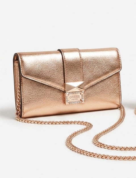 GUESS WOMENS DAZZLE CLUTCH HANDBAG - rose gold BR767571