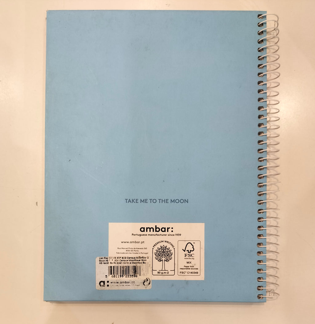 Ambar Moon Flower Light Blue Hardcover Notebook