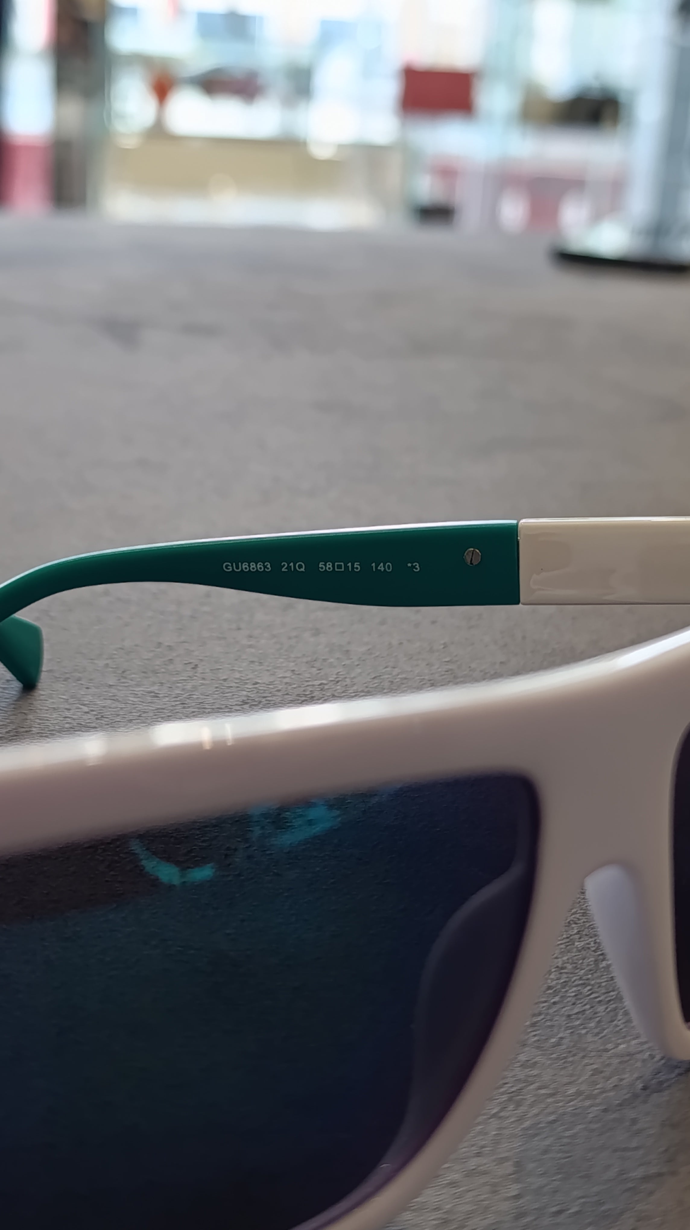 GUESS White & Teal Sport Sunglasses with Green Lenses