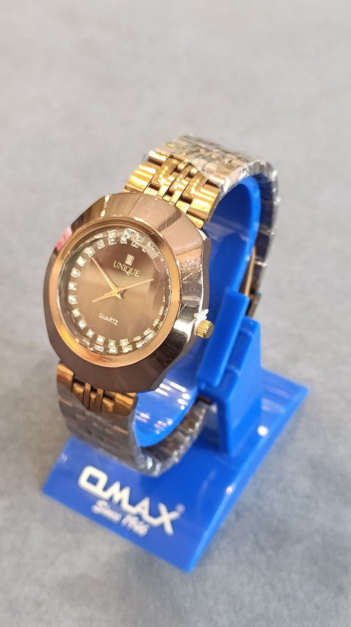 Quartz UNIQUE Mettalic Brown-Gold Women Watch