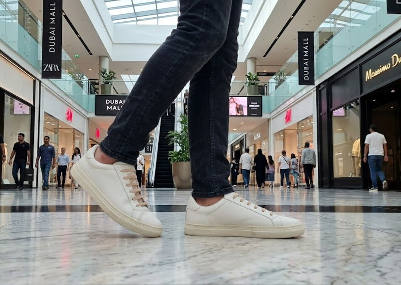 Massimo Dutti Men's Leather Sneakers Off-White