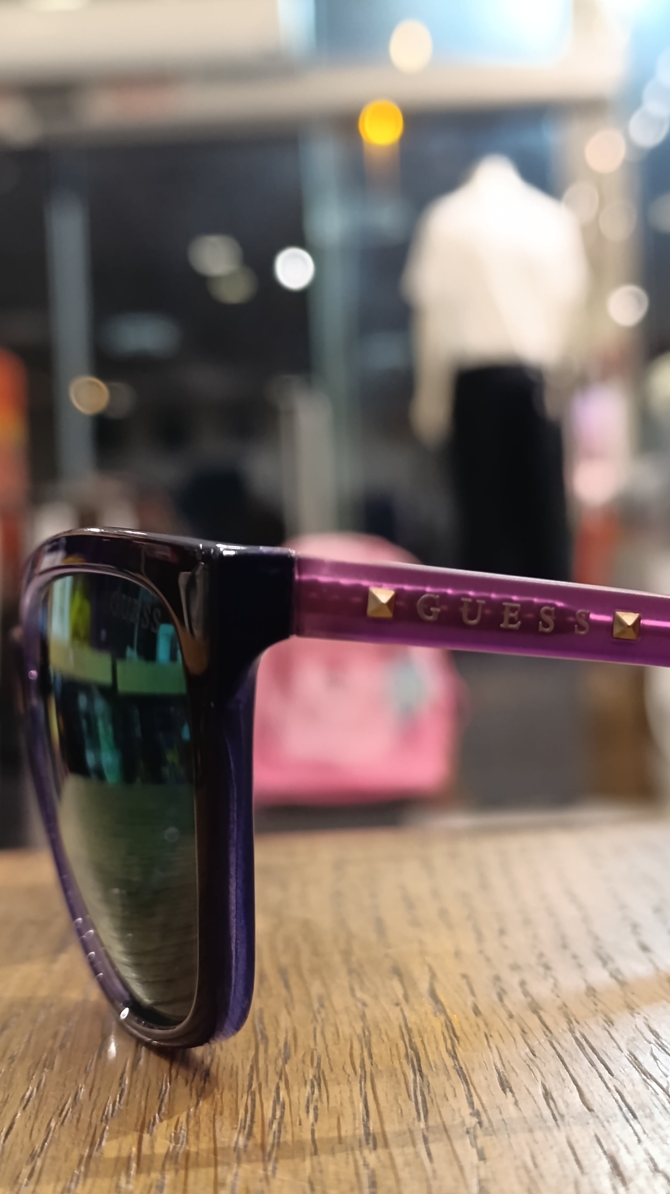 GUESS Women's Purple Square Sunglasses with Blue Lenses