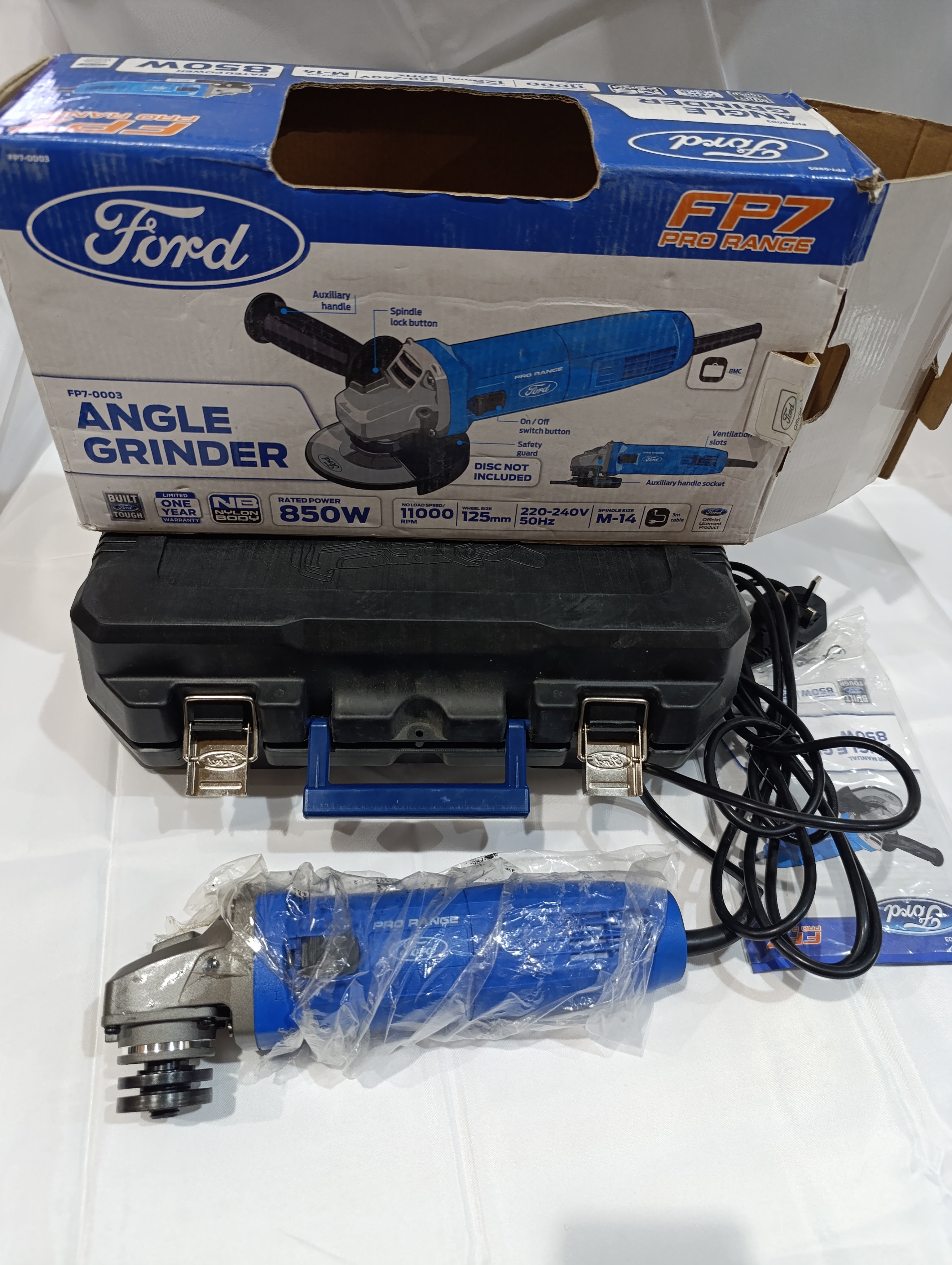 Ford Tools Professional Small Angle Grinder 850W, Blue, 125 mm, Fp7-0003