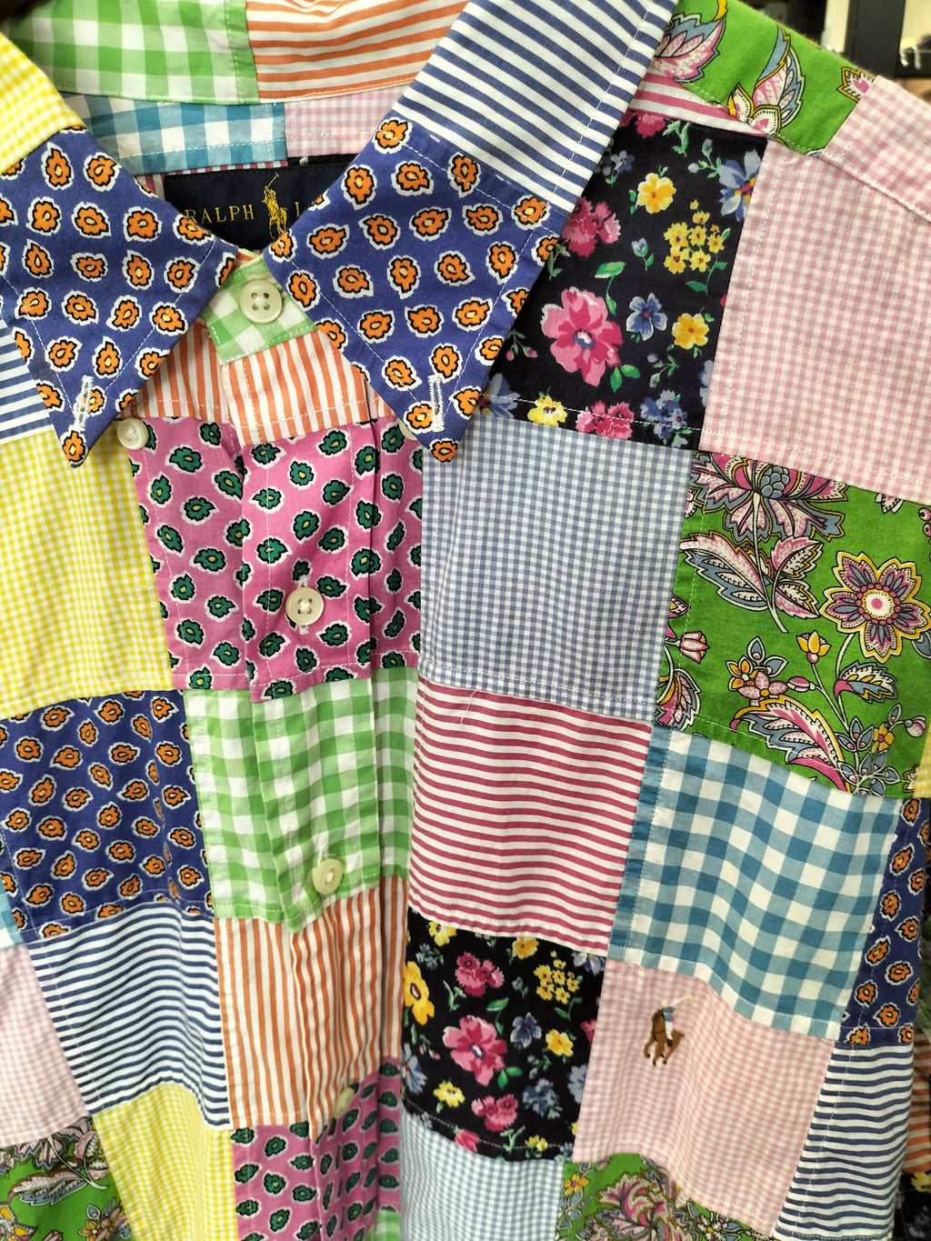 Ralph Lauren Dress Shirt with Patchwork Pattern and Chest Logo