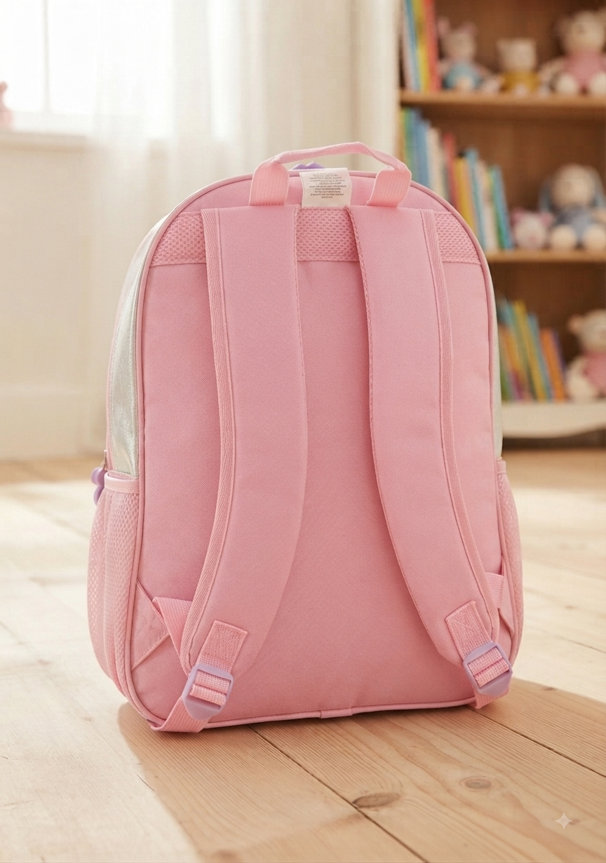 Girls Silver and Pink Minnie Mouse School Backpack 16"