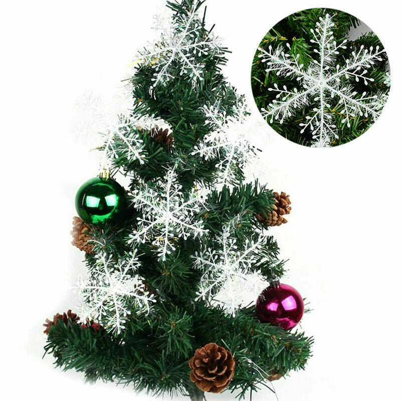 3pcs Christmas White Snowflakes Decorations Xmas Tree Party Ornaments
