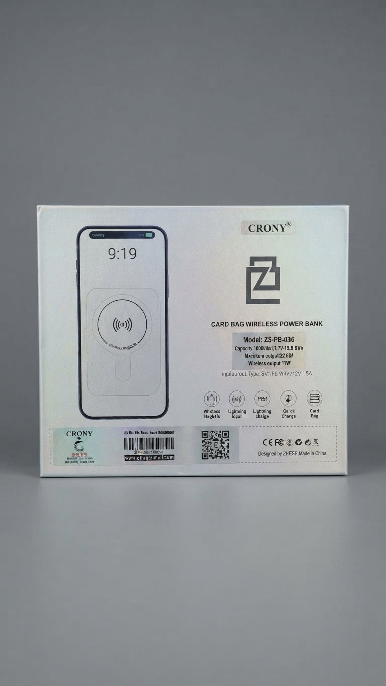 Crony card bag wireless power bank featuring 15W wireless charging and 22.5W Type-C PD fast charging, suitable for MagSafe-compatible mobile phones
