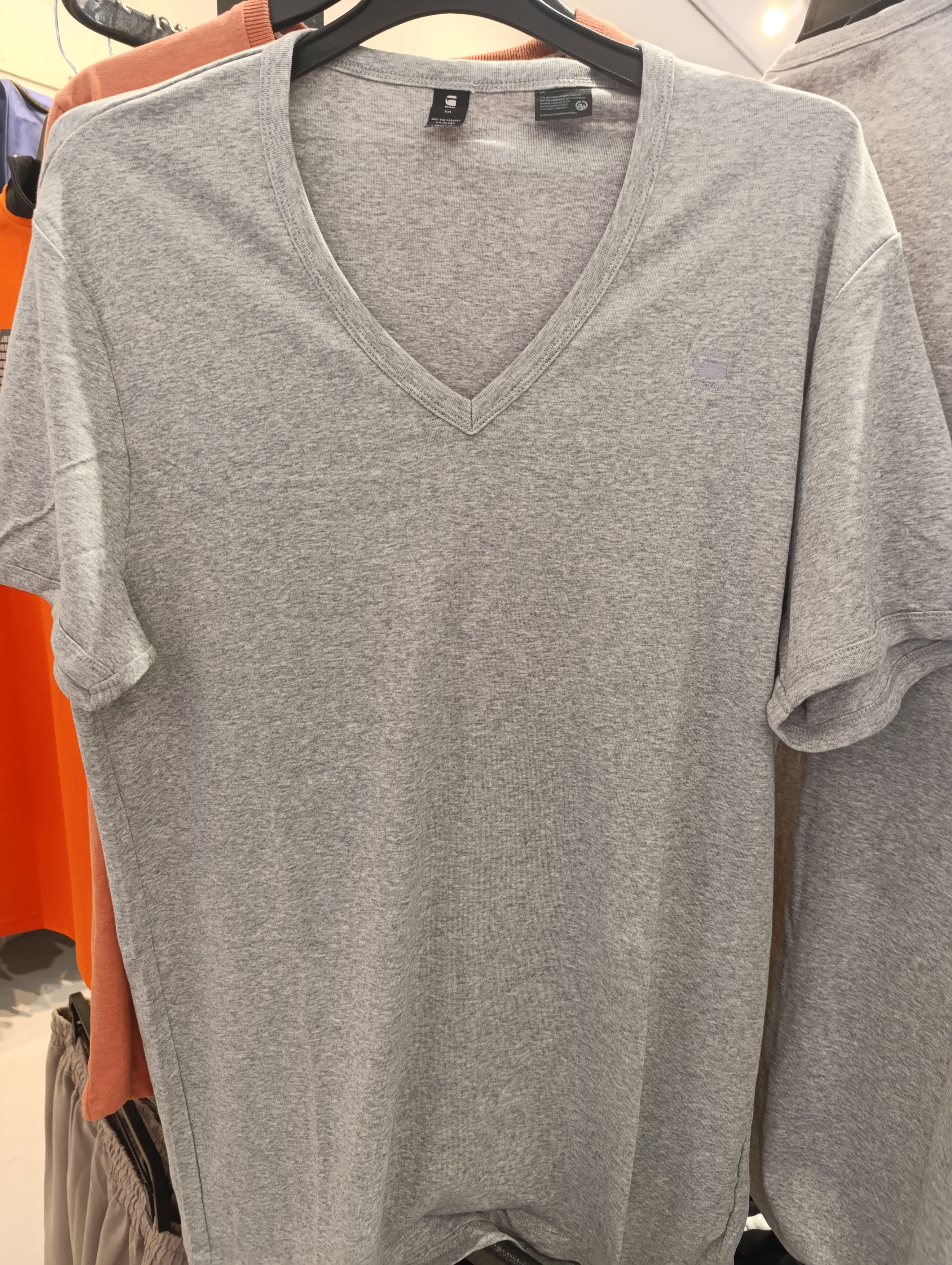 Grey V-Neck Short Sleeve T-Shirt