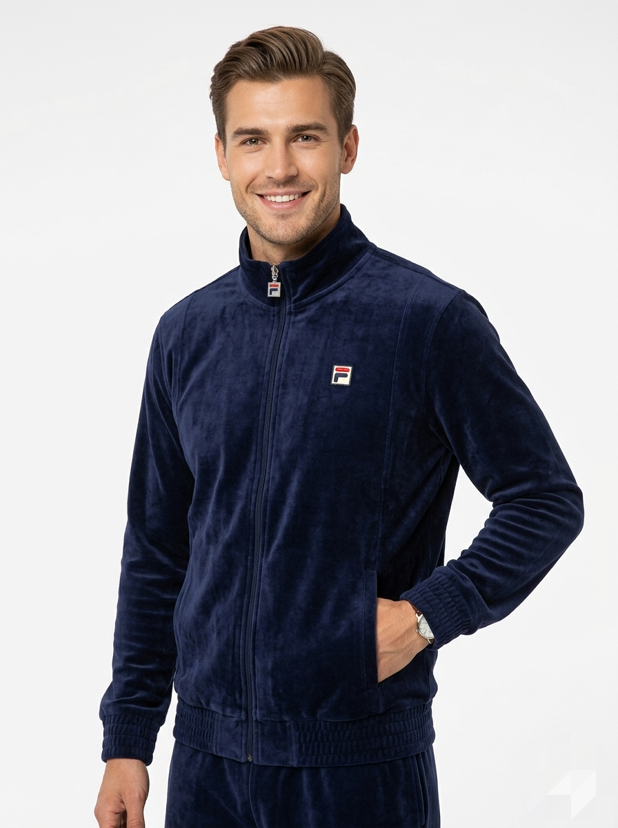 جاكيت رياضي رجالي من فيلا O-Fit Velour - كحلي (LM13B750-410)