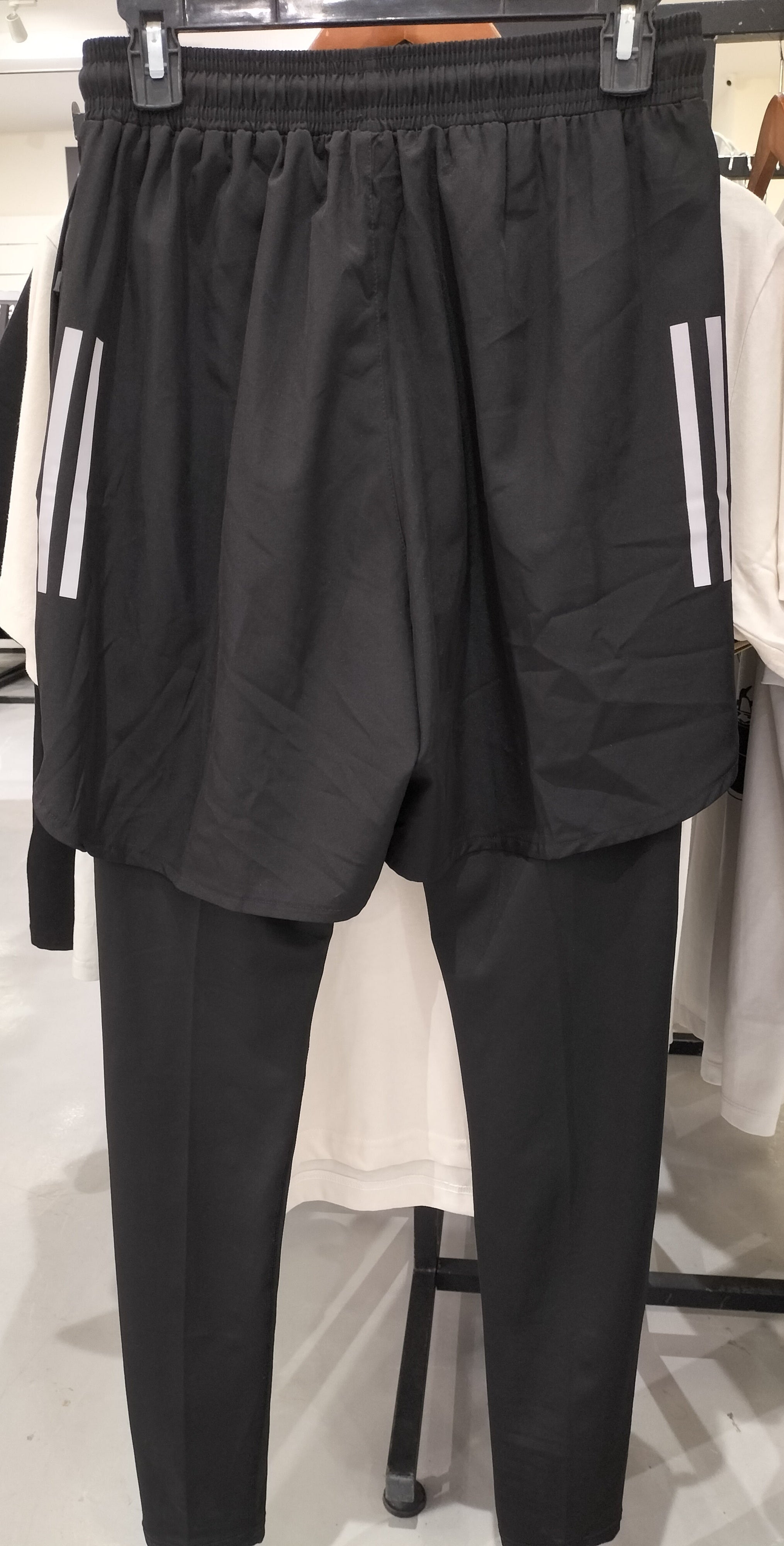 Abitos Black Training Shorts with Black Compression Leggings