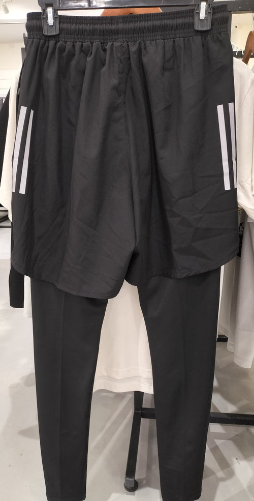Abitos Black Training Shorts with Black Compression Leggings