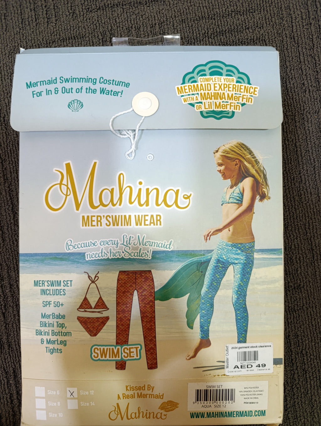 Mahina kids Mer'Swim Wear | Swim Shirt ~ Aqua Size 12