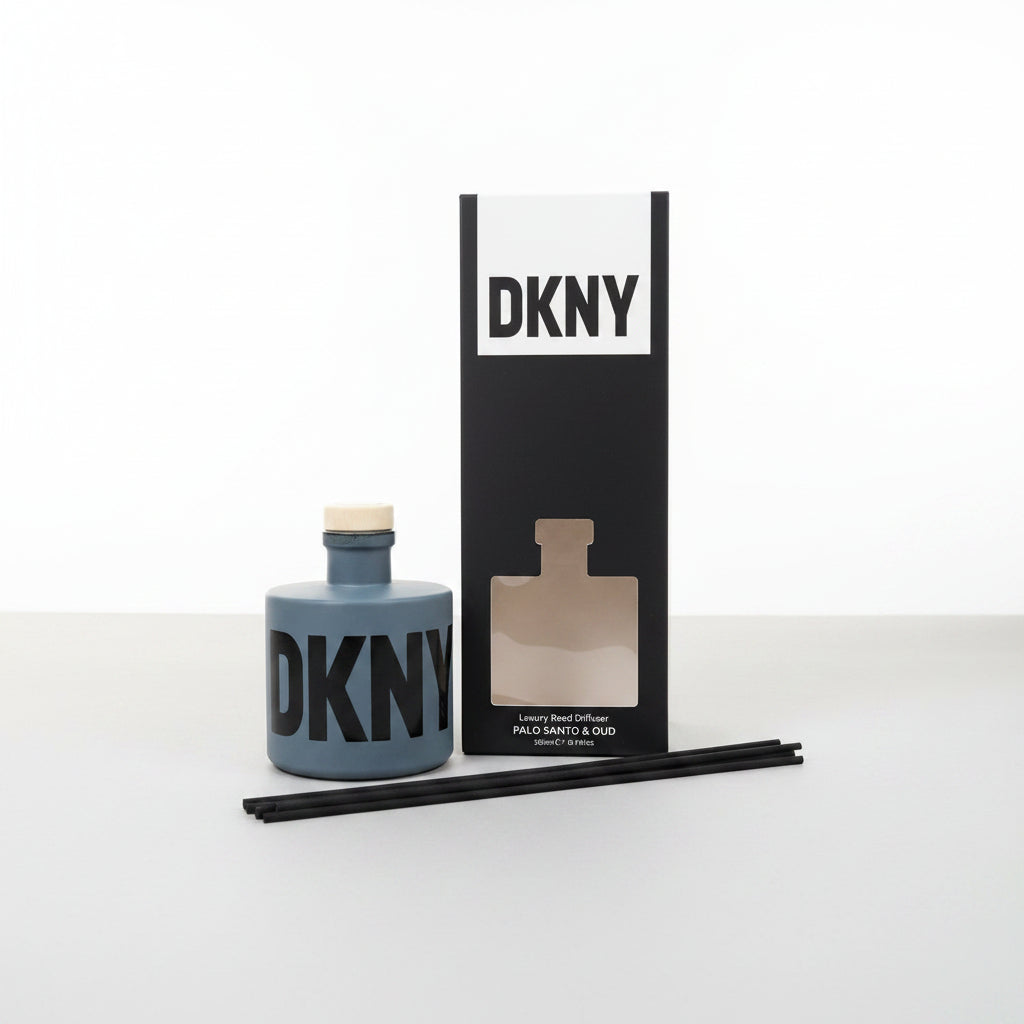 DKNY perfume bottle with packaging on a white background
