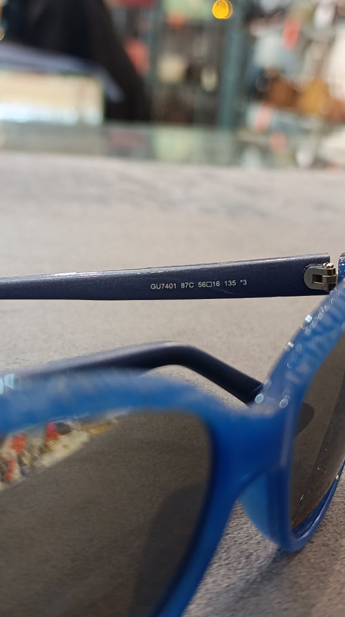 GUESS Blue Crocodile-Textured Sunglasses
