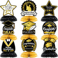 9Pcs 2024 Graduation Party Decorations - Black and Gold Honeycomb Table Centerpieces