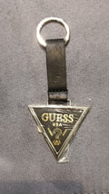 GUESS Logo Triangle Keychain with Leather Strap