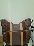 ROCCOBAROCCO womens monogram hobo shoulder bag with patent leather accents -Marrone Tracolla CM 38X35X15