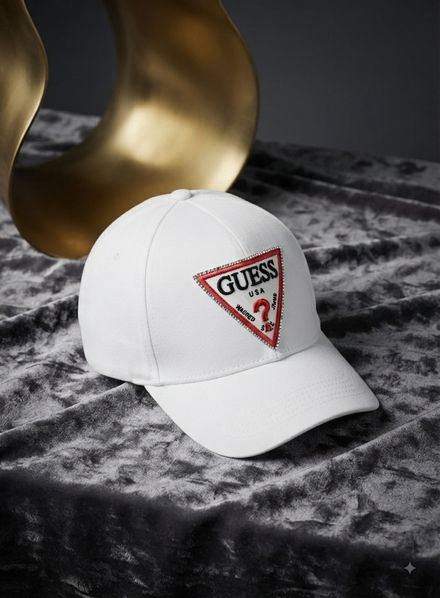White Guess Baseball Cap