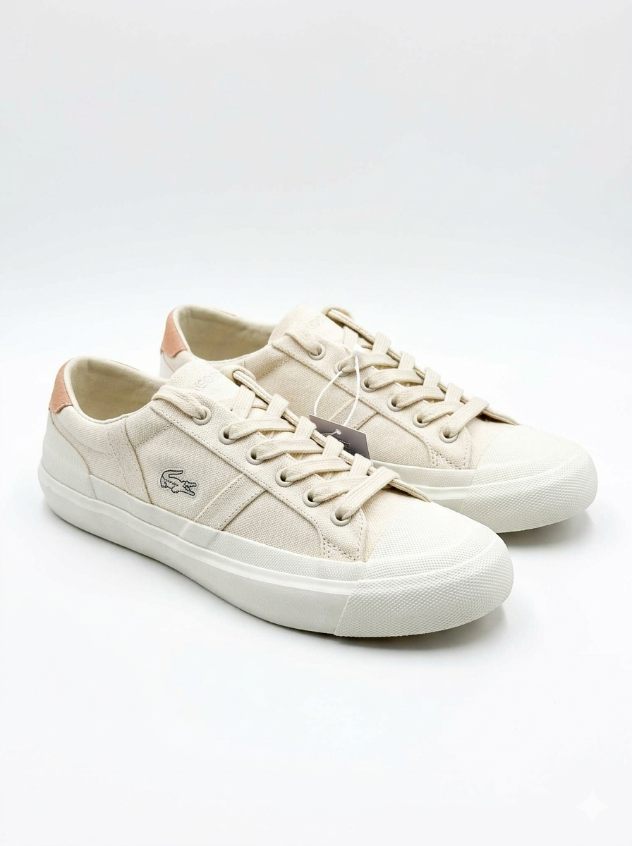 LACOSTE Sideline Leather Synthetic Trainers Beige Women Shoes - (40CFA0035)