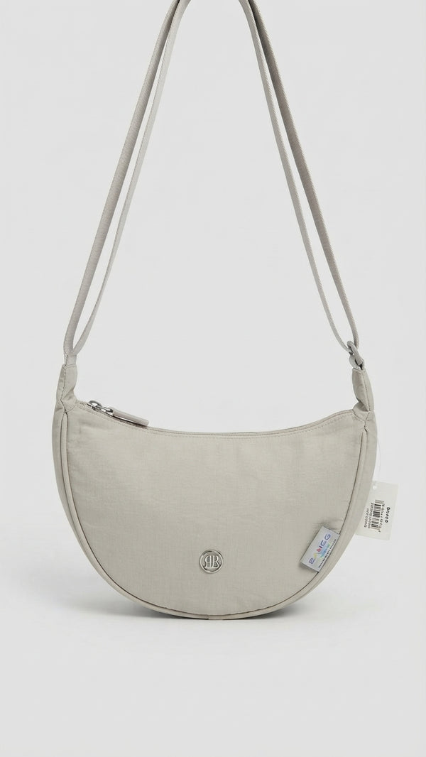 Bagco soft Bag Classic Nylon Crescent Crossbody Bag in creamy color