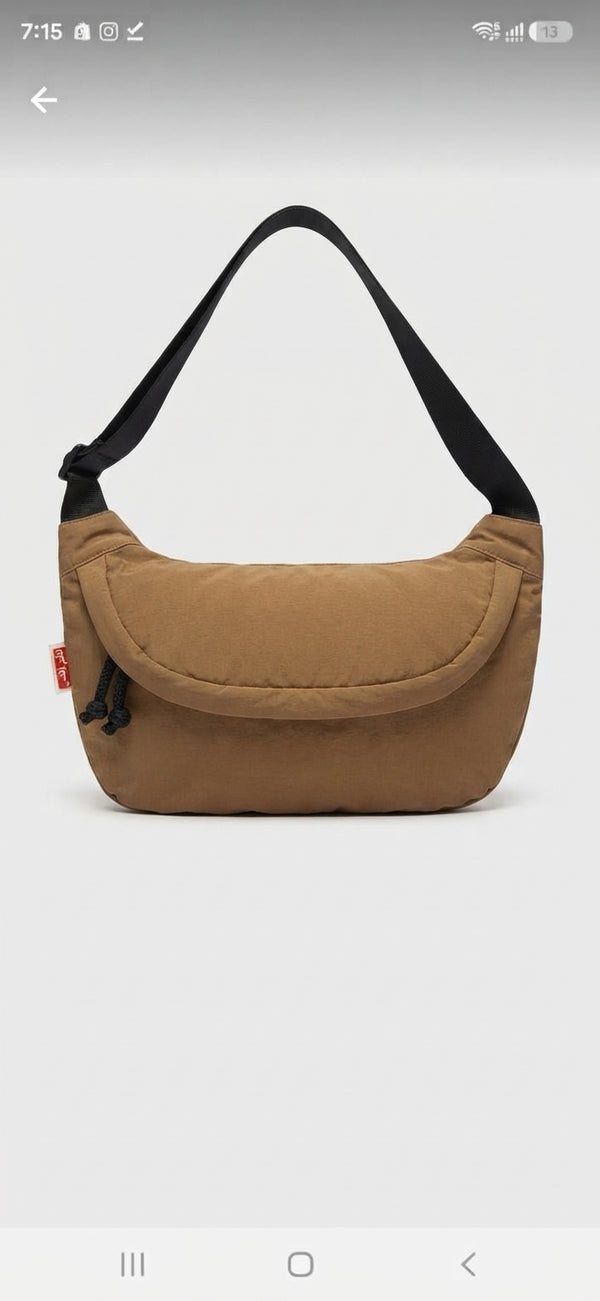 Soft bag Nylon Crossbody Bag honey brown  Unisex xkbfq4800