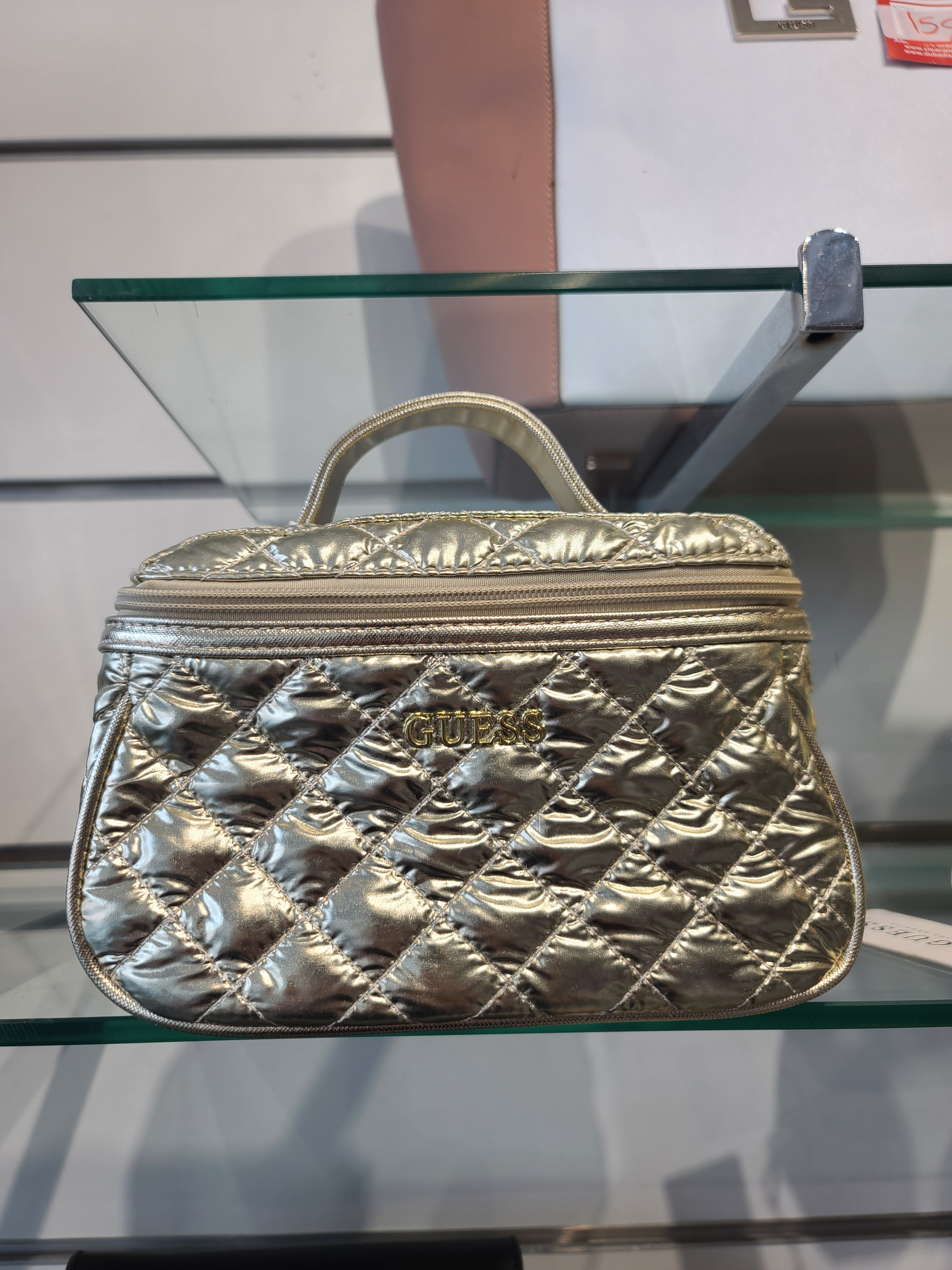 Guess Quilted Gold Beauty Case