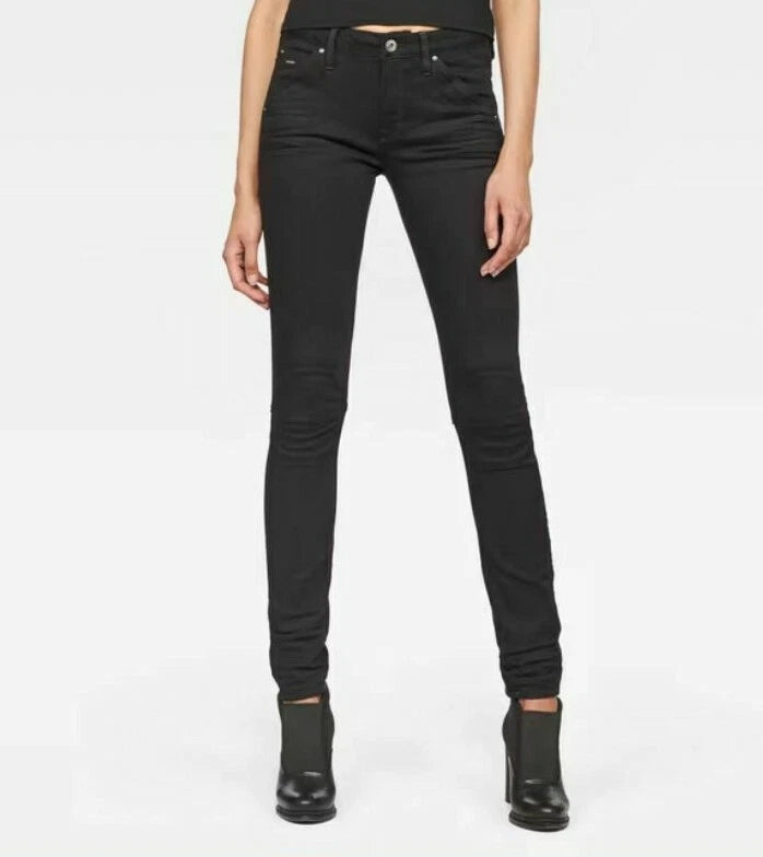 G-STAR RAW Damen Jeans Mid Waist Skinny Black Denim