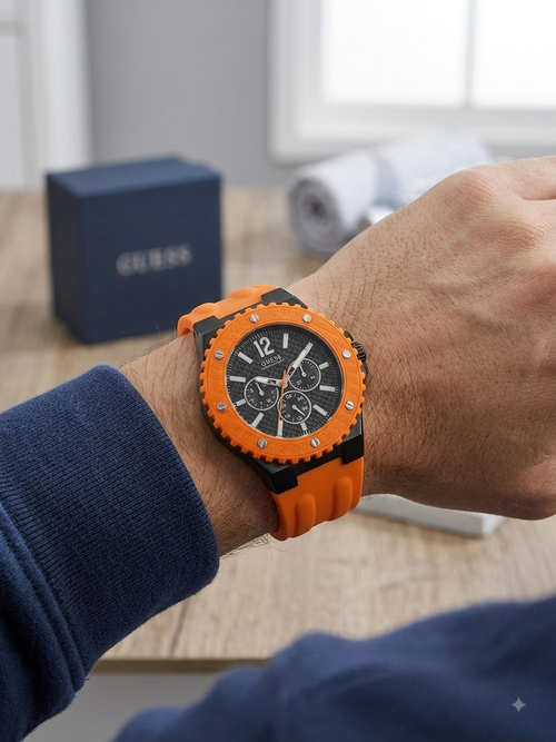 GUESS Men's Sport Orange Silicone Watch