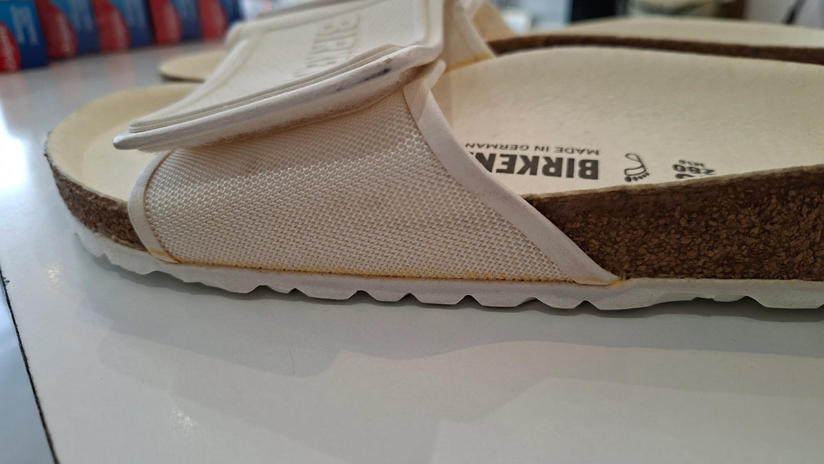 Birkenstock Tema White Regular Width Micro Fibre One-Strap Sandals ( WITHOUT BOX )