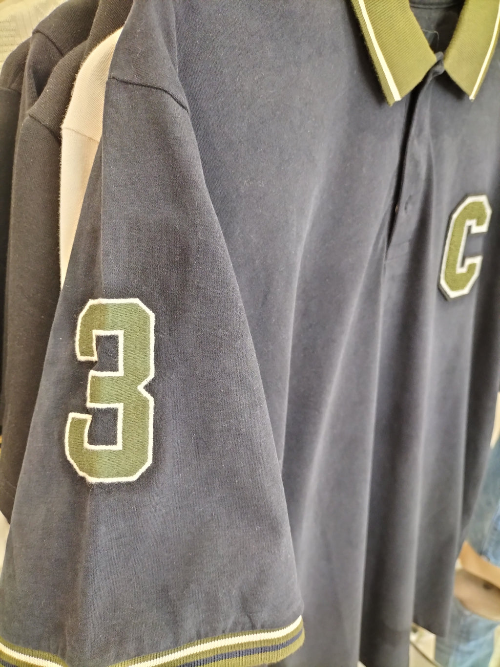 Novamen Dark Gray Polo T-Shirt with Chest Olive Green "C"