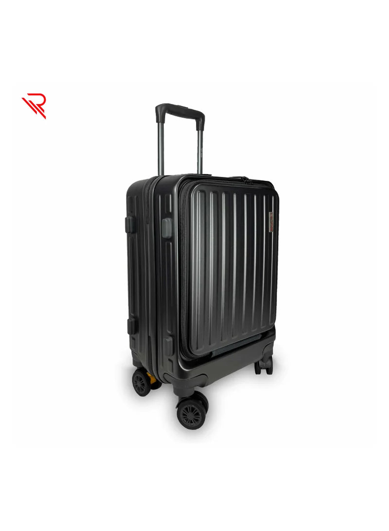 REFLECTION Premium Quality Business Travel Carry On Hardside Luggage with Front Open Laptop Compartment and 4 Spinner Wheels Trolley Bag