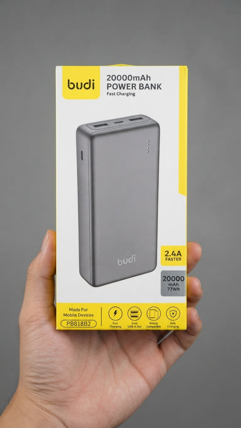 budi Power Bank  20000mAh – Portable Fast Charger (2.4A)  77wh