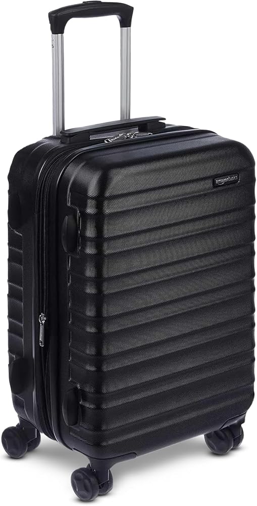 Amazon Basics Hardside Spinner Suitcase, Material ABS, Black Trolley Luggage