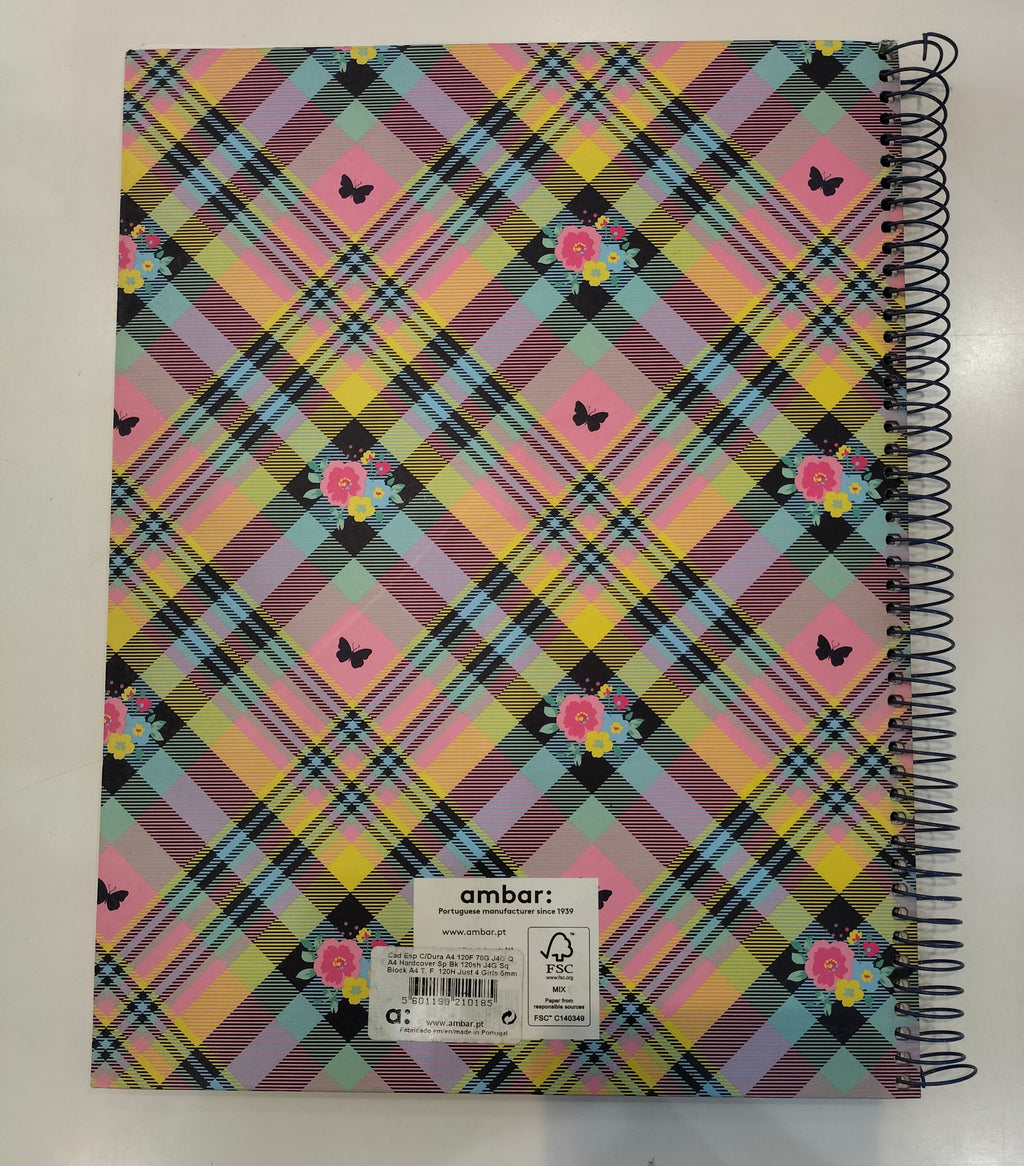 Ambar "Just for Girls" Pink Notebook with Multicolored Criss-Cross Pattern
