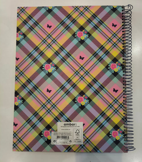 Ambar "Just for Girls" Pink Notebook with Multicolored Criss-Cross Pattern
