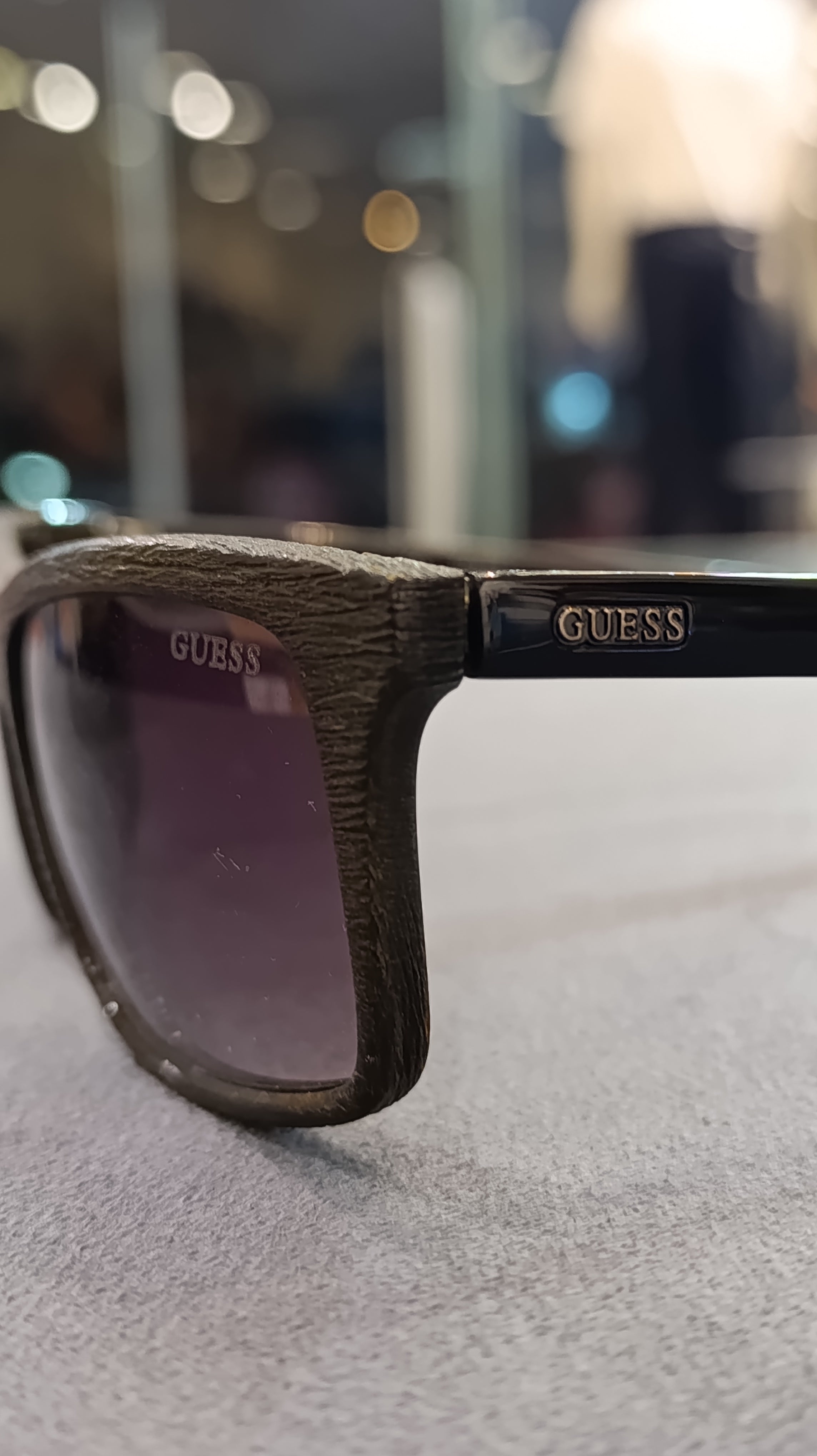 GUESS Dark Brown Textured Square Sunglasses