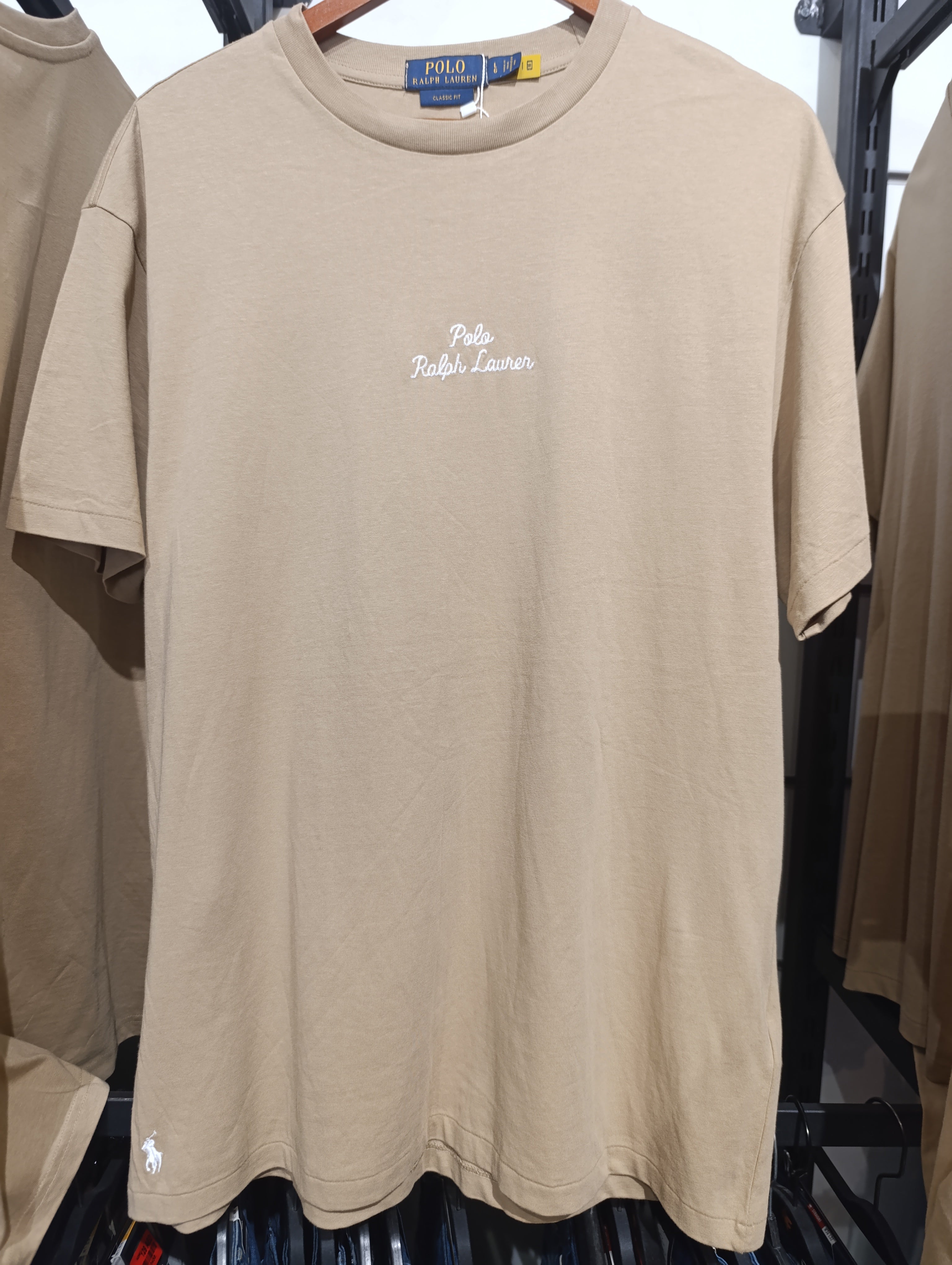 Polo Ralph Lauren Men's T-Shirt Custom Slim Fit Crew Neck Beige