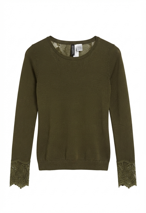 H&M Divided Women's Lace Detail Knit Sweater - Olive