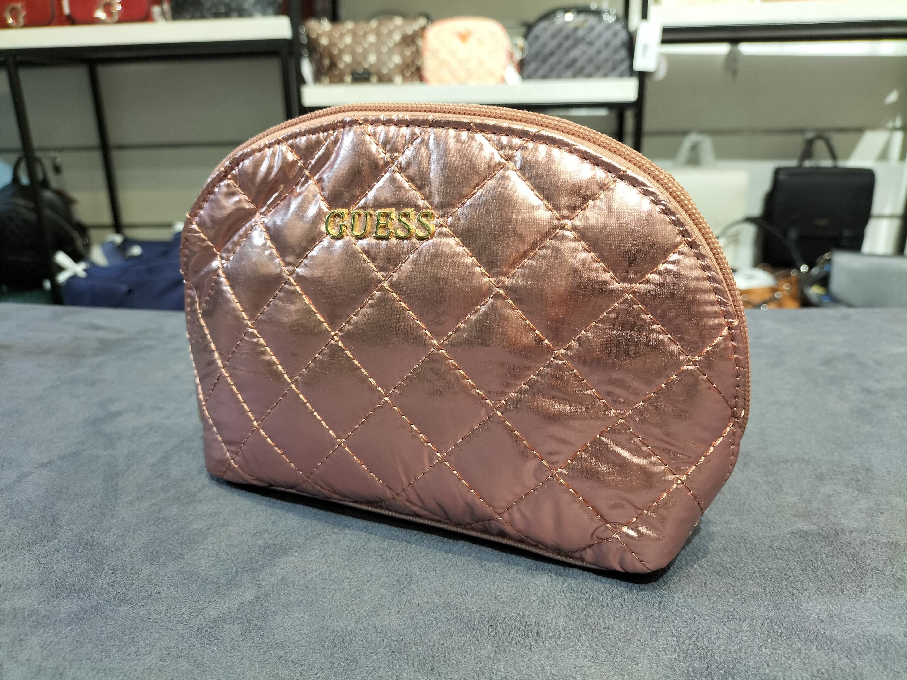 Guess Metallic Pink Quilted Cosmetic Pouch - PWBELKP0270 - ROG