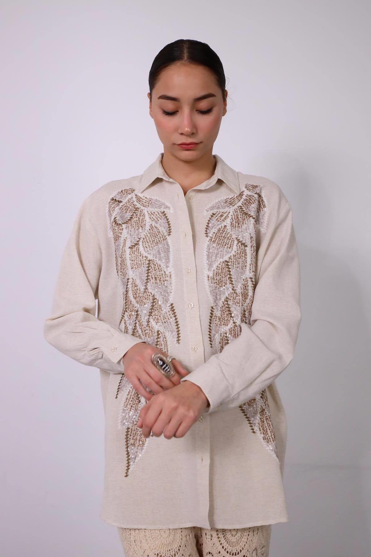 Orfeo Negro Beige Woman's Shirt