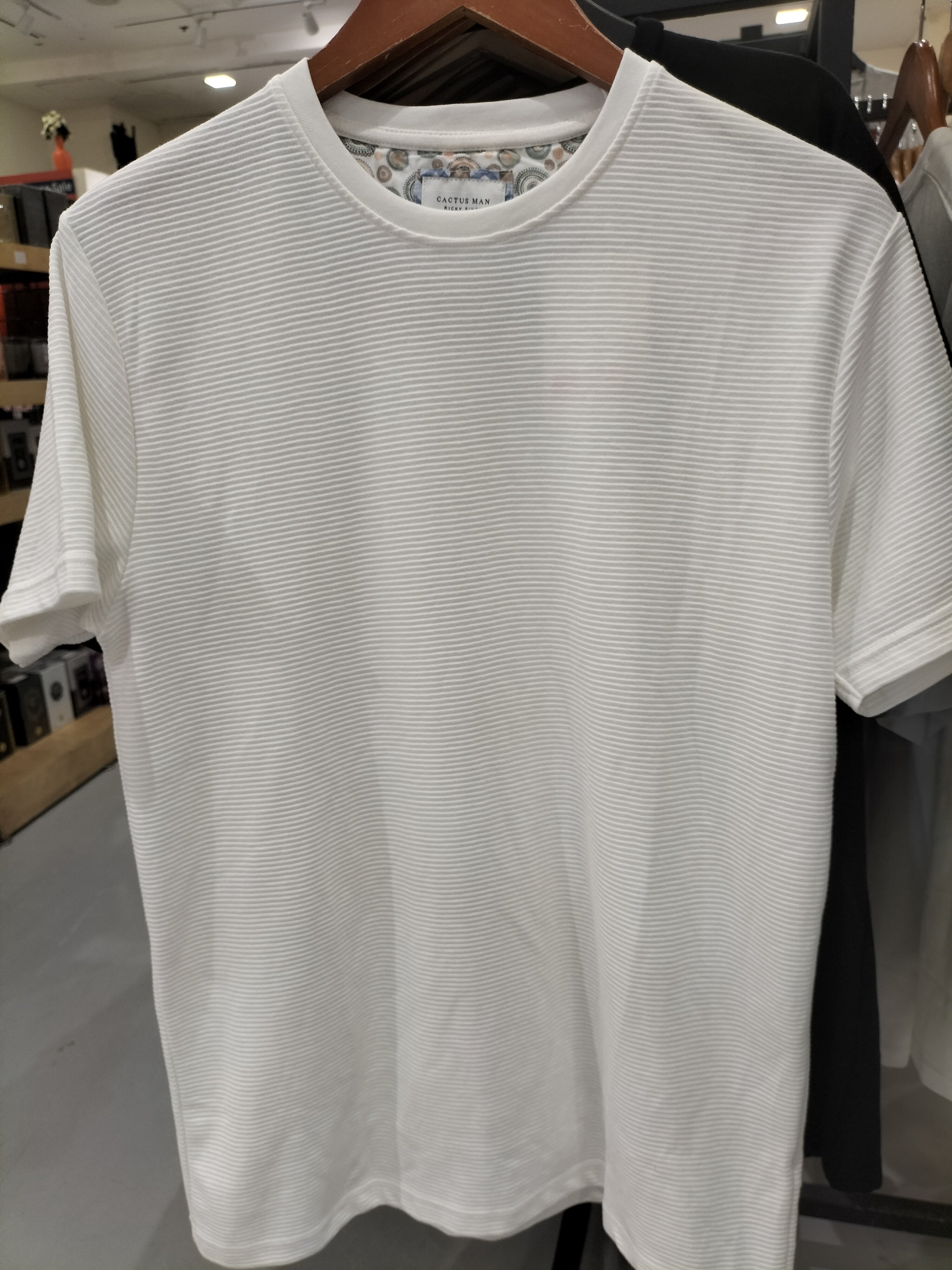 Cactus Man Ricky Singh White T-Shirt with Multiple Layered Lines