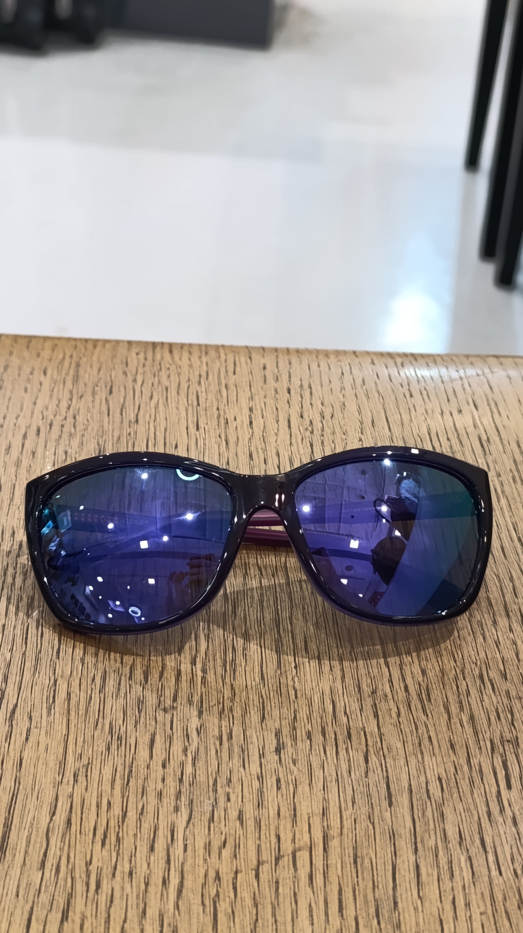 GUESS Women's Purple Square Sunglasses with Blue Lenses