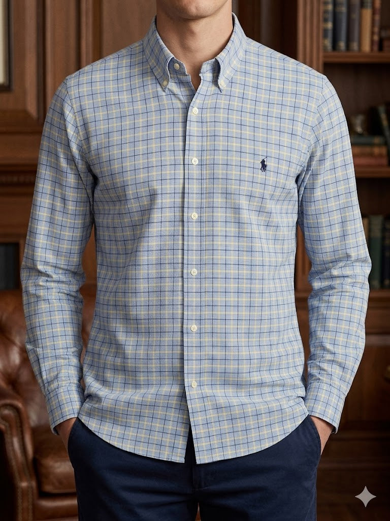 Polo Ralph Lauren Men's Slim Fit Button-Down Longsleeve - Blue Yellow